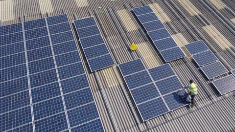 Solar Panel Installation - stock photo