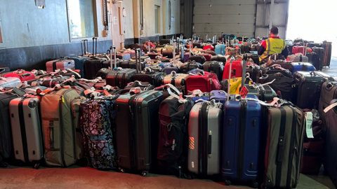 Bags at a warehouse outside Edinburgh airport