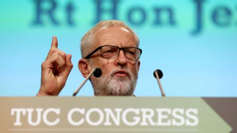 Jeremy Corbyn speaking at the TUC Congress