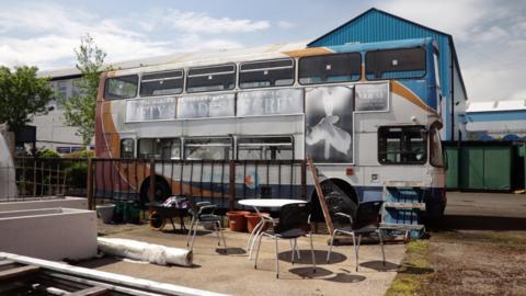 Disused Stagecoach double decker bus