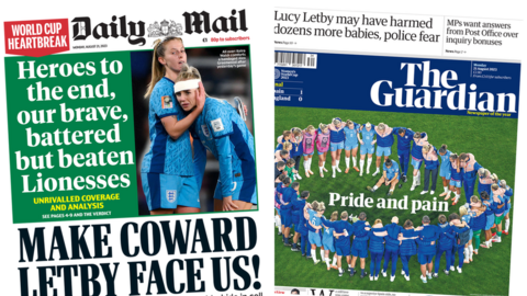 Daily Mail and Guardian front pages