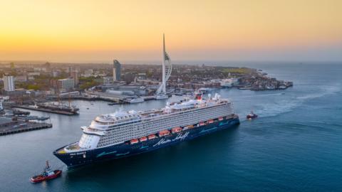 Mein Schiff 3 in Portsmouth Harbour.