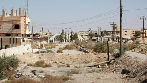 General view of Qaryatain on 22 October 2017 following its recapture by Syrian government forces