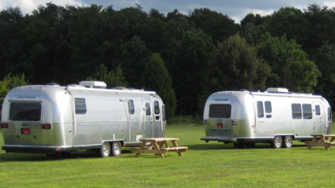 Two Airstream caravans