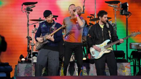 Coldplay on stage in Manchester