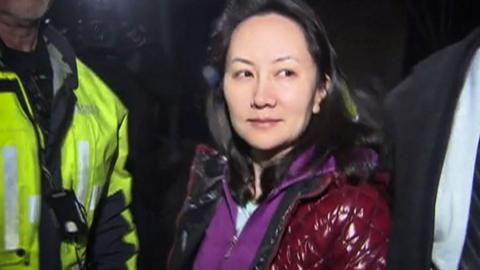 Meng Wanzhou as she exits the court registry following the bail hearing at British Columbia Superior Courts in Vancouver