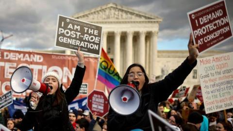 People attend the 50th annual March for Life rally in front of the US Supreme Court on January 20, 2023 in Washington, DC