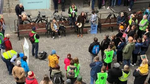 Protesters calling for climate change action - Guernsey