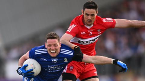 Derry's Chrissy McKaigue and Monaghan's Conor McManus