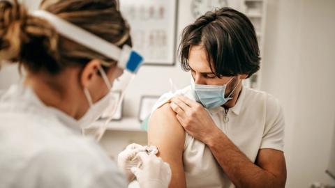 Man getting vaccine