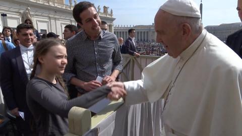 Greta Thunberg meeting the Pope