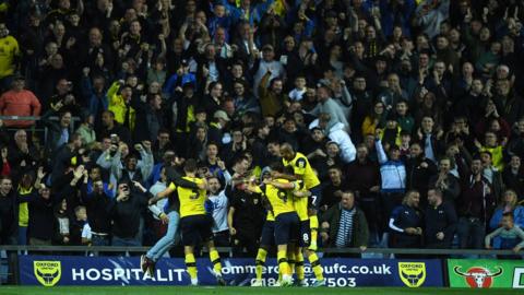 Oxford celebrate at the Kassam against West Ham in September 2019