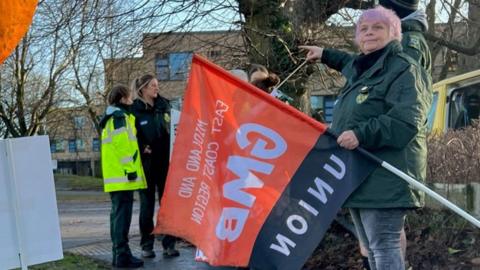 Striking ambulance staff, Northampton