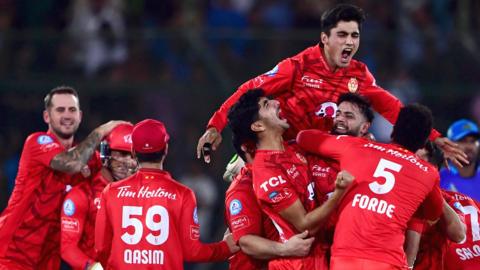 Islamabad United celebrate beating Multan Sultans to win the 2024 Pakistan Super League