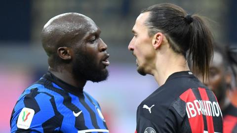 Inter's Romelu Lukaku and Milan's Zlatan Ibrahimovic clash