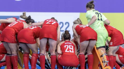 Wales women's hockey team members at the 2022 Commonwealth Games