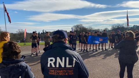 Students at RNLI representatives