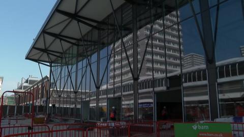 The glass fronted entrance to Sunderland railway station