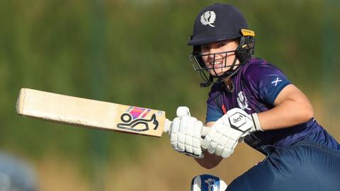 Megan McColl batting for Scotland