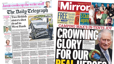 The front of the Daily Telegraph and the Daily Mirror side by side