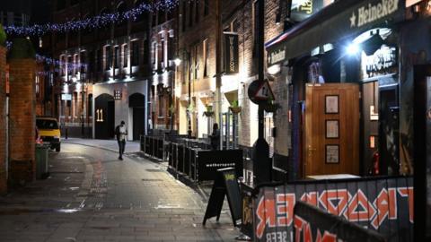 Empty Womanby Street in Cardiff