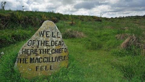 Marker at Culloden battlefield