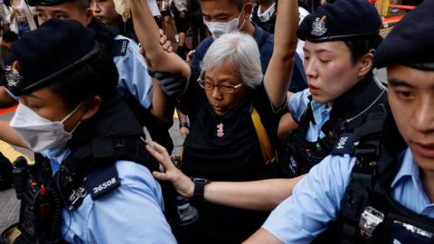 Alexandra Wong being detained by Hong Kong Police