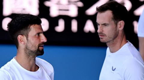 Novak Djokovic and Andy Murray together at the 2025 Australian Open