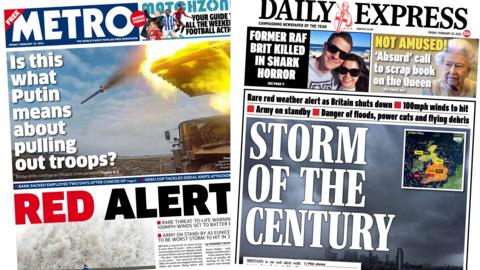 Front page of the Metro and the Daily Express