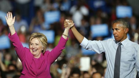 Hillary Clinton and Barack Obama