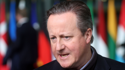 Foreign Secretary Lord Cameron at Nato meeting in Belgium on 3 April
