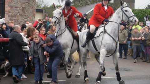 Horse collides with people