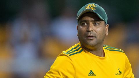 Samit Patel looks across the field while in action for Notts Outlaws