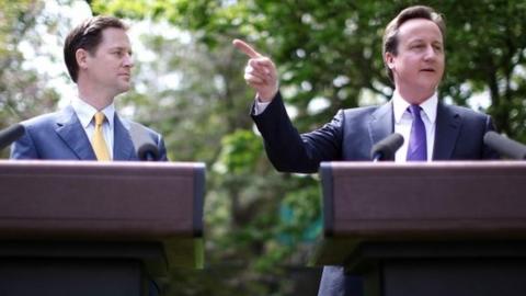 File photo dated 12/05/10 of Prime Minister David Cameron (right) with Deputy Prime Minister Nick Clegg