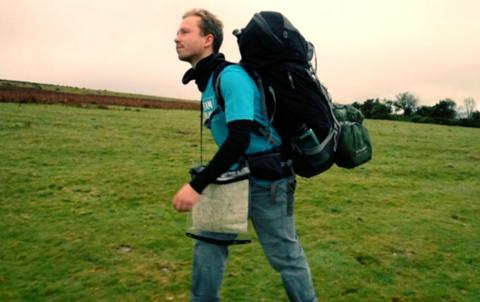 Oscar Lindsey-Turner walking across Dartmoor