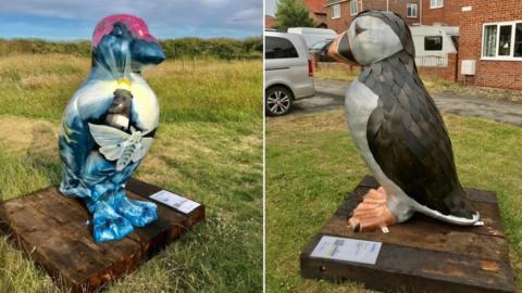 Puffins Galore sculptures