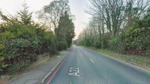 A section of country road.