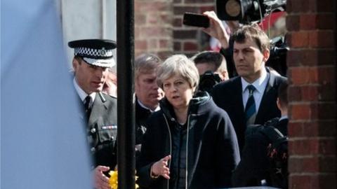 Theresa May visits scene of Salisbury spy poisoning