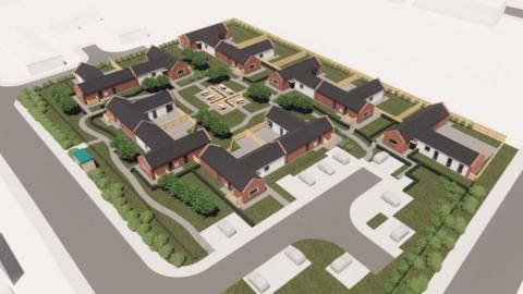 Artist's impression showing bungalows