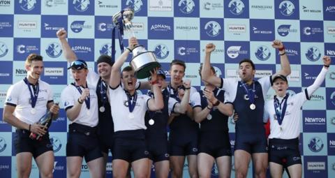 Oxford men's rowing team celebrating