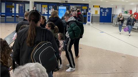 Queues at Belfast International airport