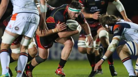 Ryan Bevington powers forward against Edinburgh