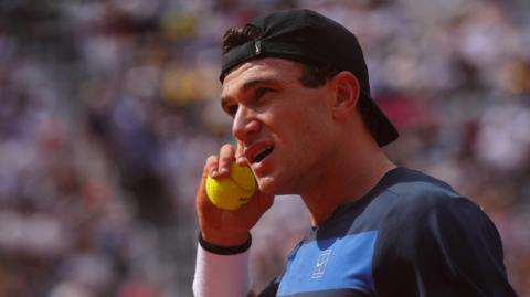 Jack Draper reacts during Italian Open match against Carlos Alcaraz
