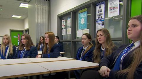 Pupils at Belfast's Ashfield School listening to a teacher