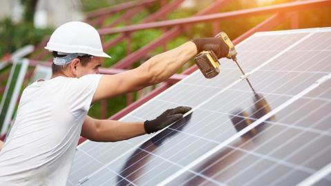 Solar panels being installed