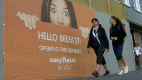 easyHotel hoarding on hotel site