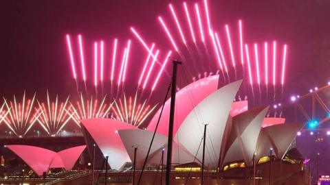 A fireworks display over Sydney Opera House took place during Australia's New Year's Eve celebrations