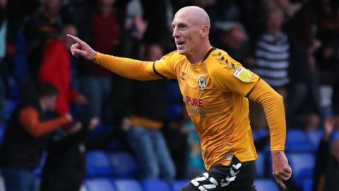 Newport's Kevin Ellison celebrates winner