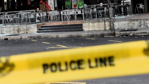 The site of a grenade attack at a restaurant in Puchong district outside of Kuala Lumpur on 28 June 2016.