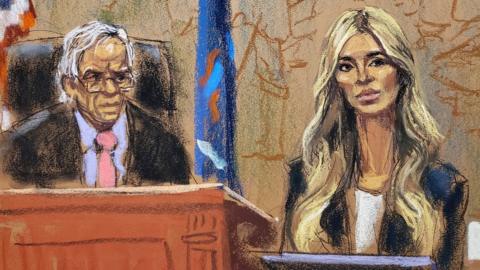 Sketch drawing of Ivanka Trump in court